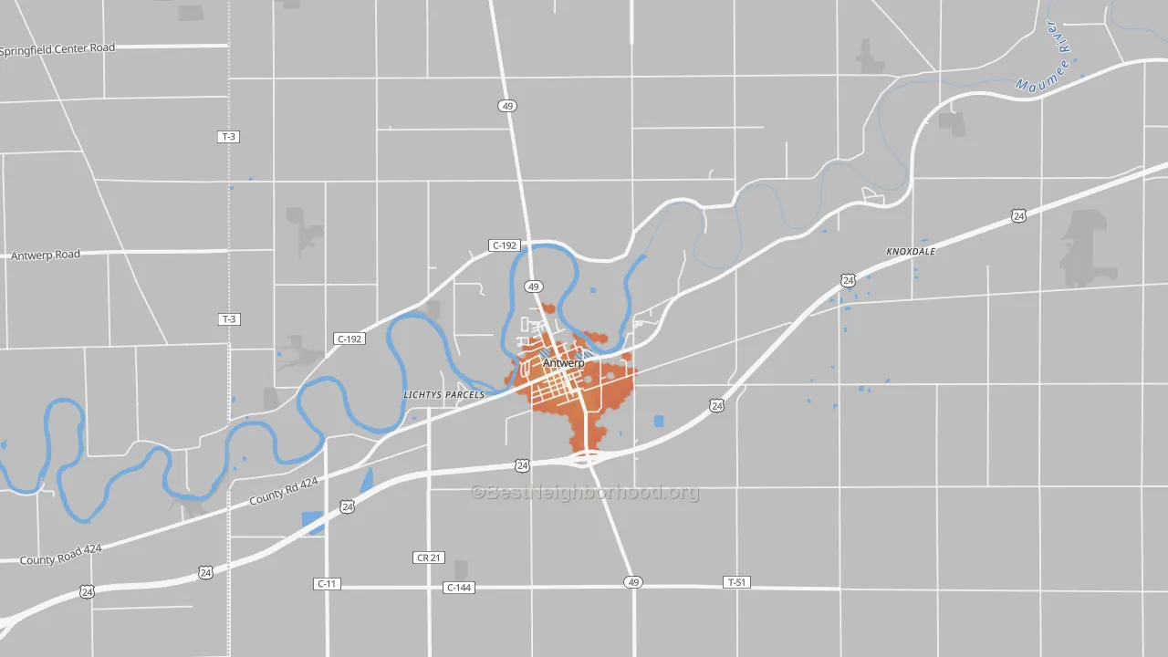 Bike Grade map of 45813, OH
