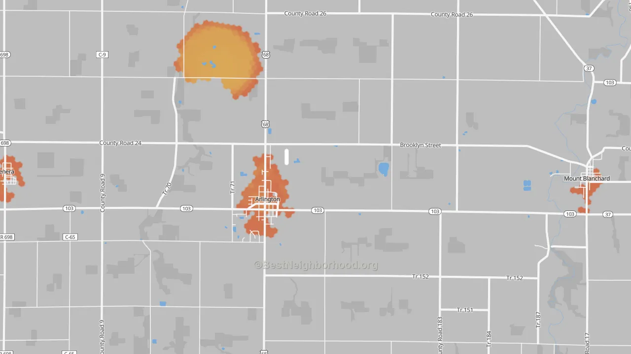 Bike Grade map of 45814, OH