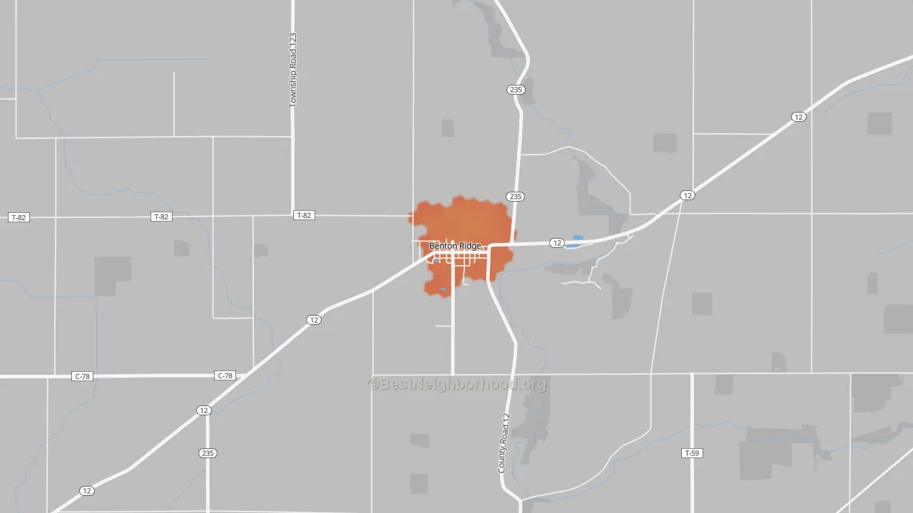 Bike Grade map of 45816, OH