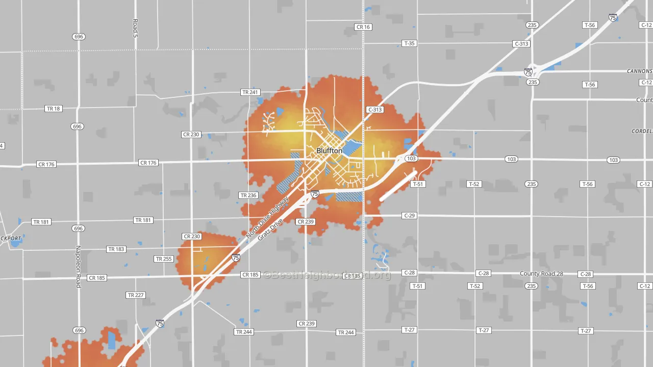 Bike Grade map of 45817, OH