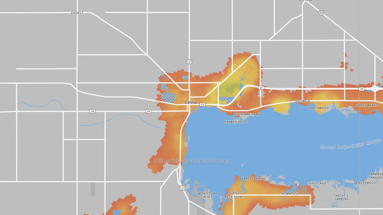 Bike Grade map of 45822, OH