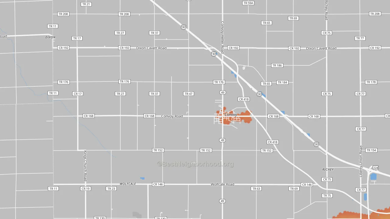 Bike Grade map of 45832, OH