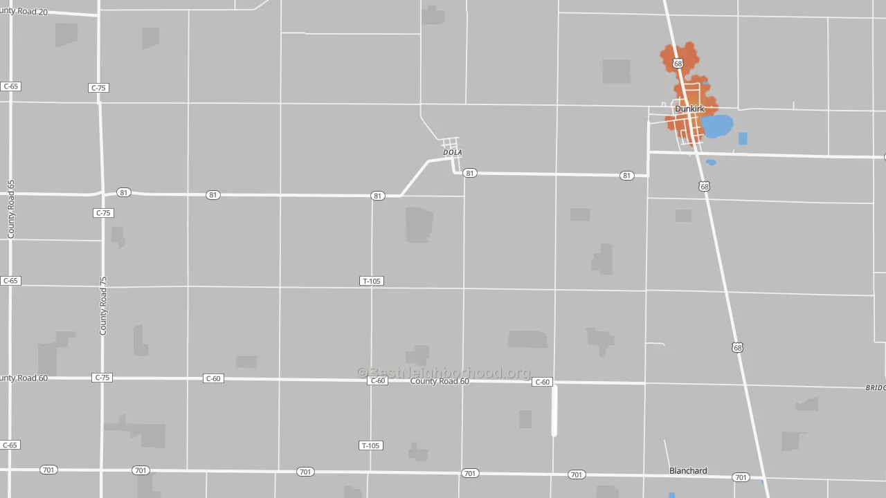 Bike Grade map of 45835, OH