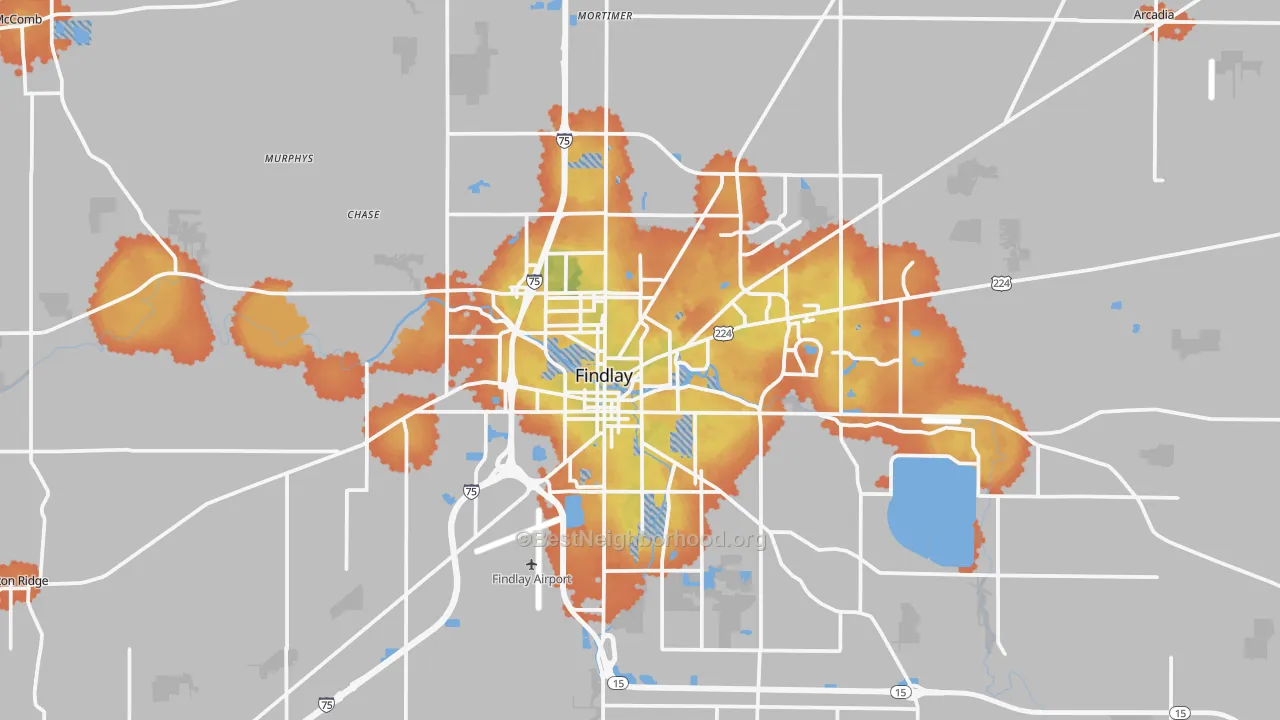 Bike Grade map of 45840, OH