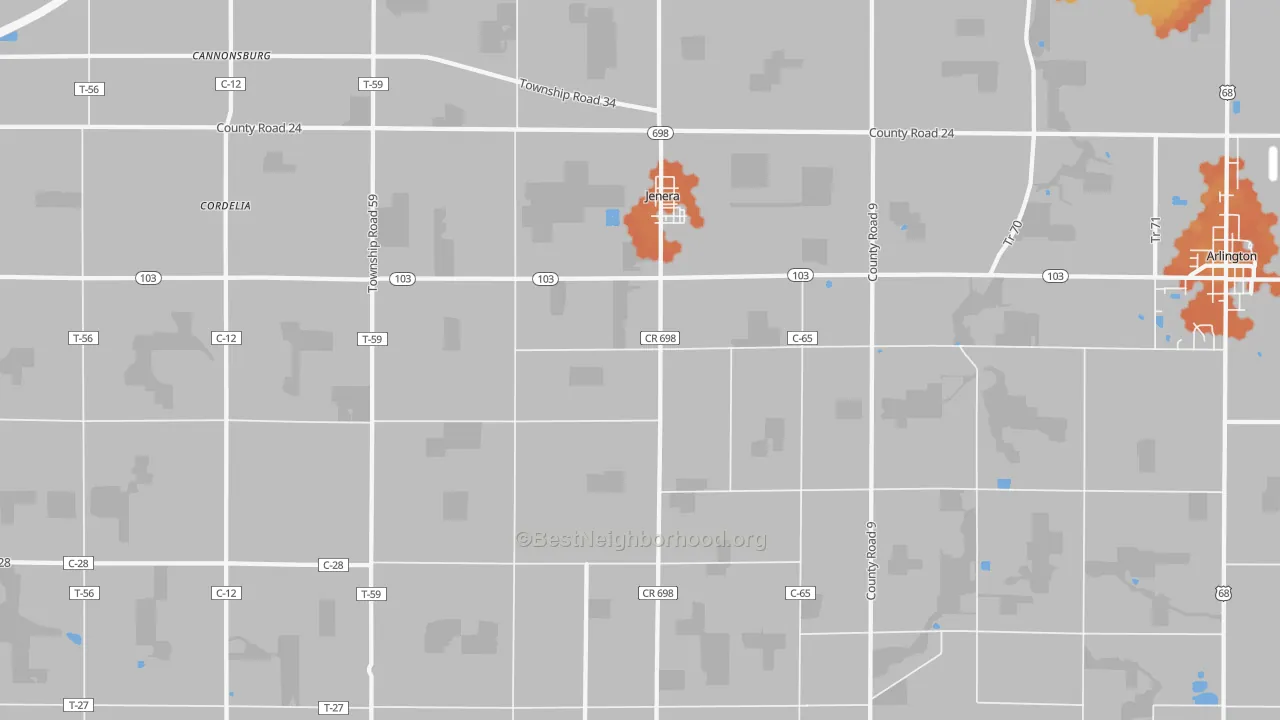 Bike Grade map of 45841, OH