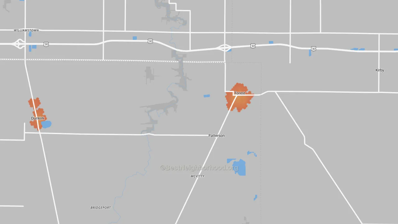 Bike Grade map of 45843, OH