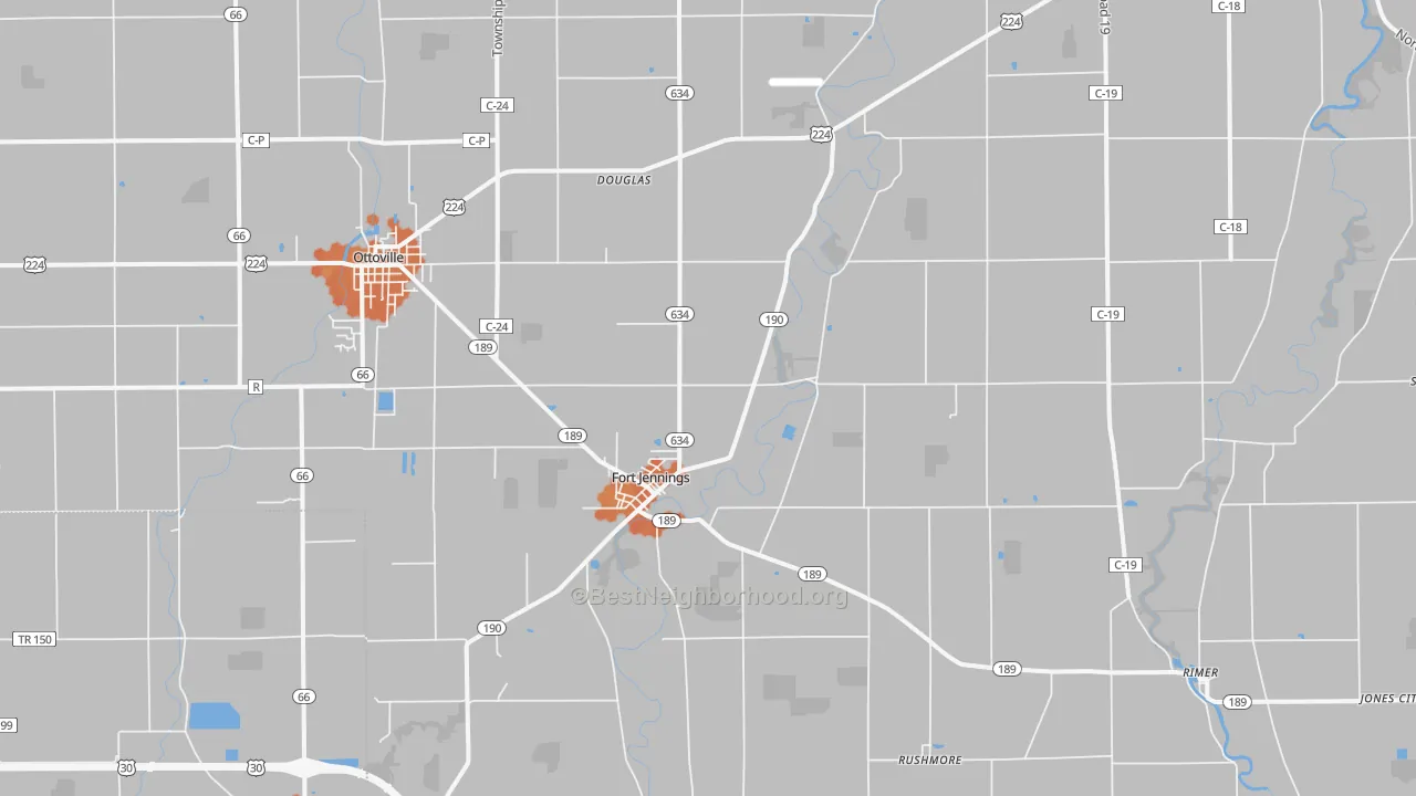 Bike Grade map of 45844, OH