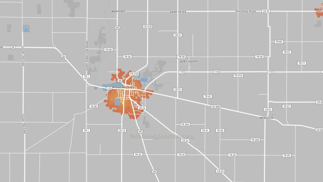 Bike Grade map of 45846, OH