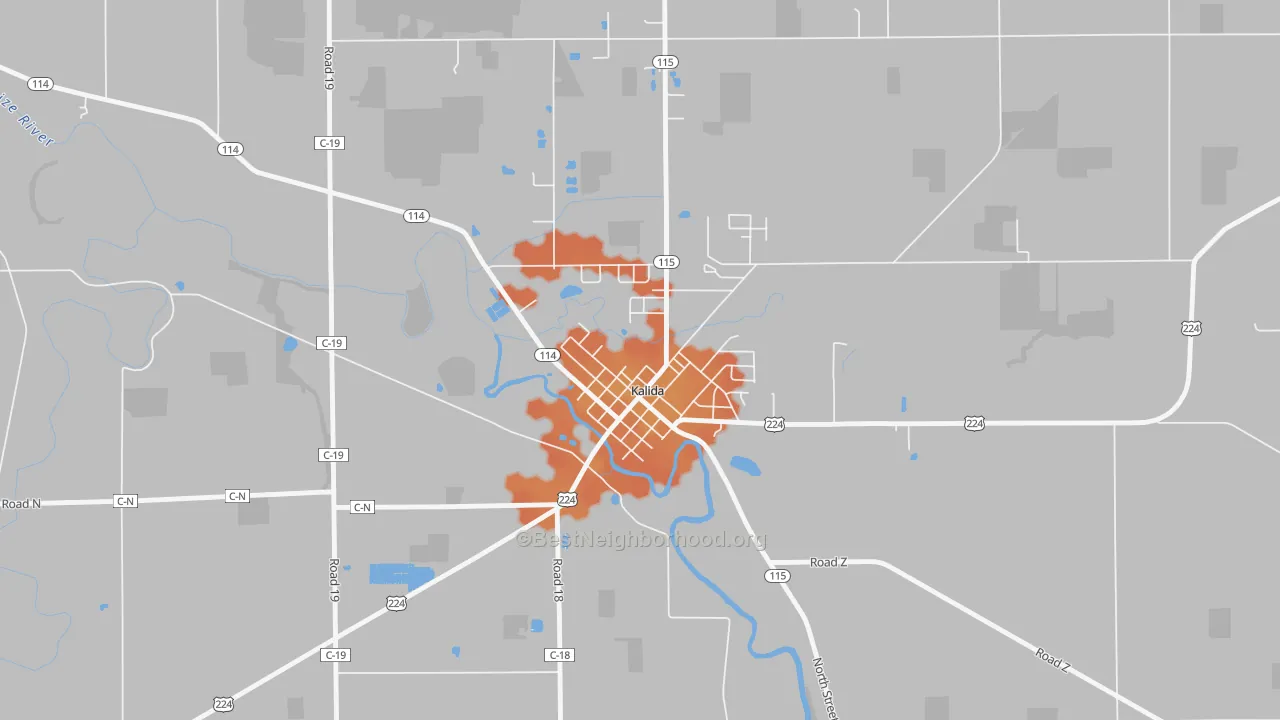 Bike Grade map of 45853, OH