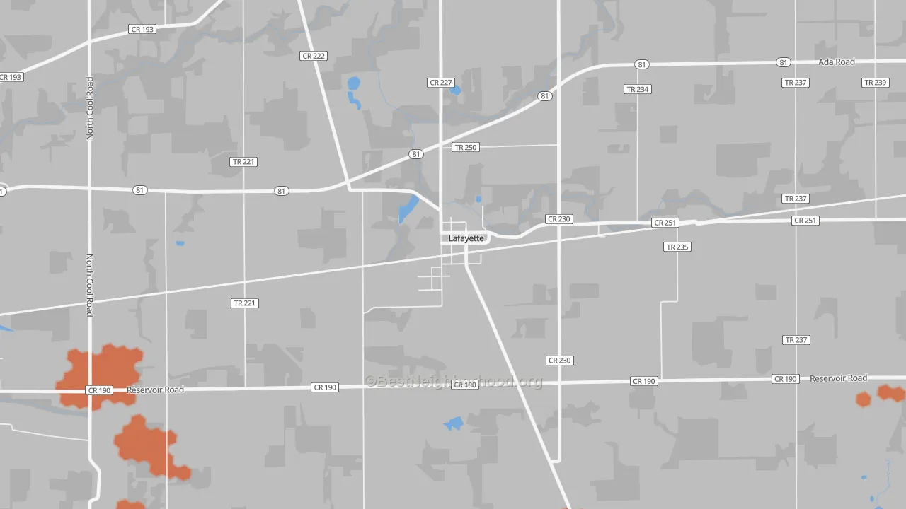 Bike Grade map of 45854, OH