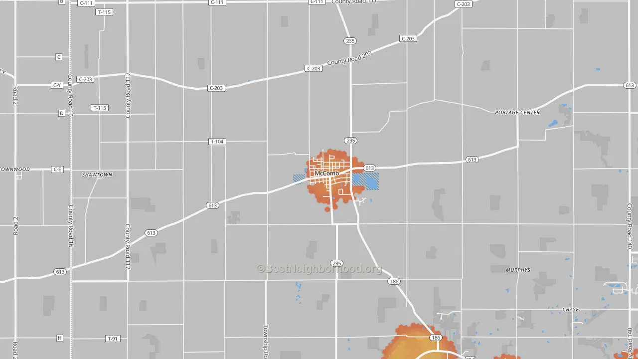 Bike Grade map of 45858, OH