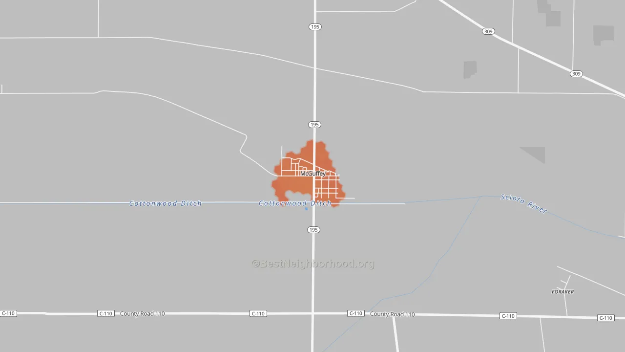 Bike Grade map of 45859, OH