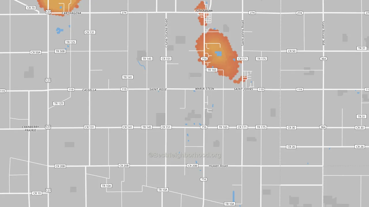 Bike Grade map of 45860, OH