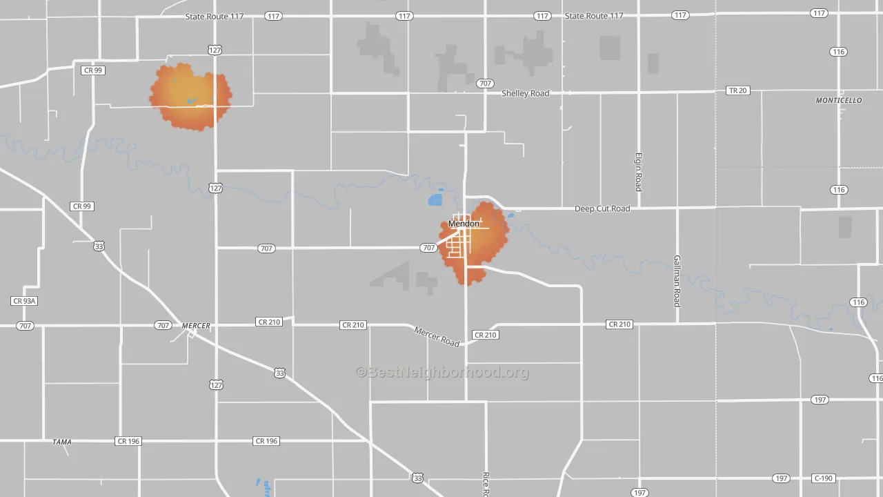 Bike Grade map of 45862, OH