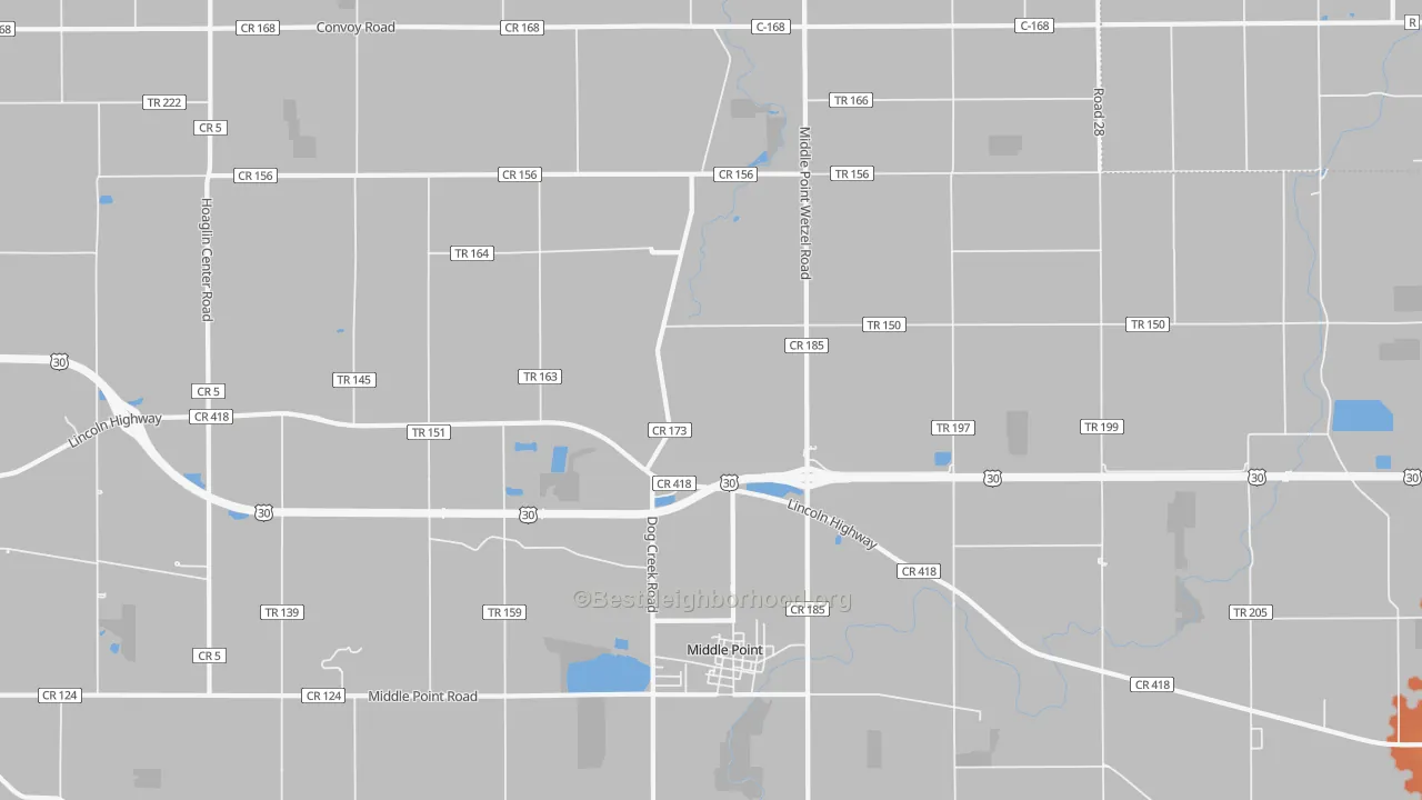 Bike Grade map of 45863, OH