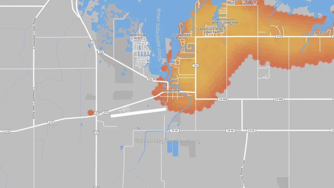 Bike Grade map of 45866, OH