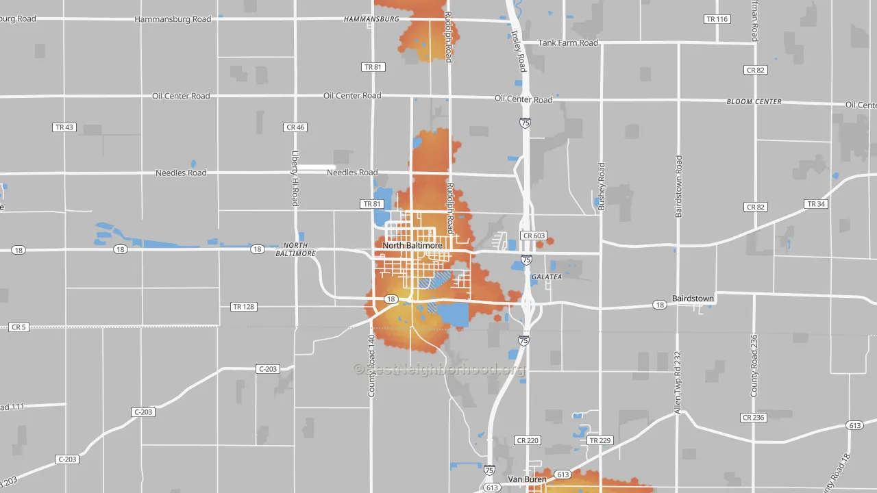Bike Grade map of 45872, OH