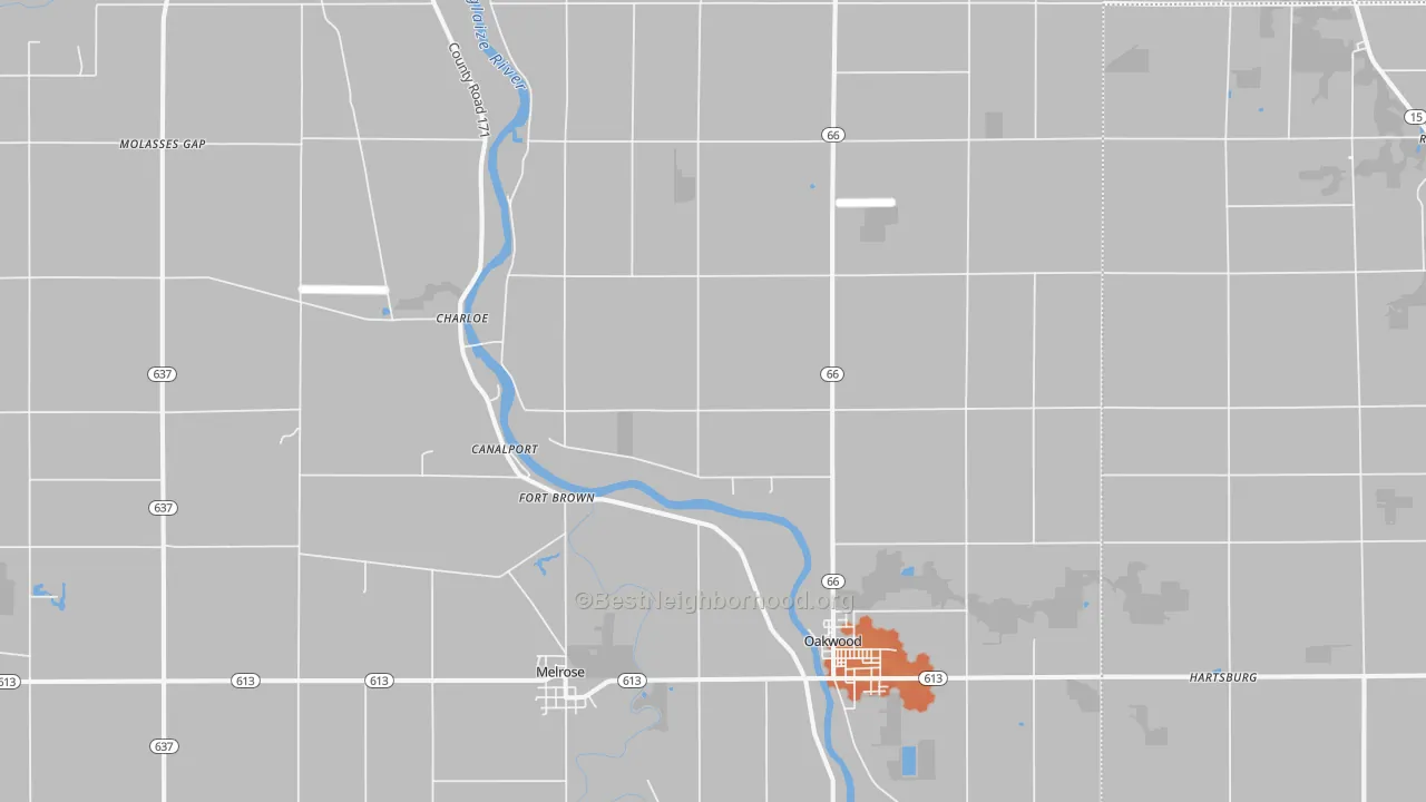Bike Grade map of 45873, OH