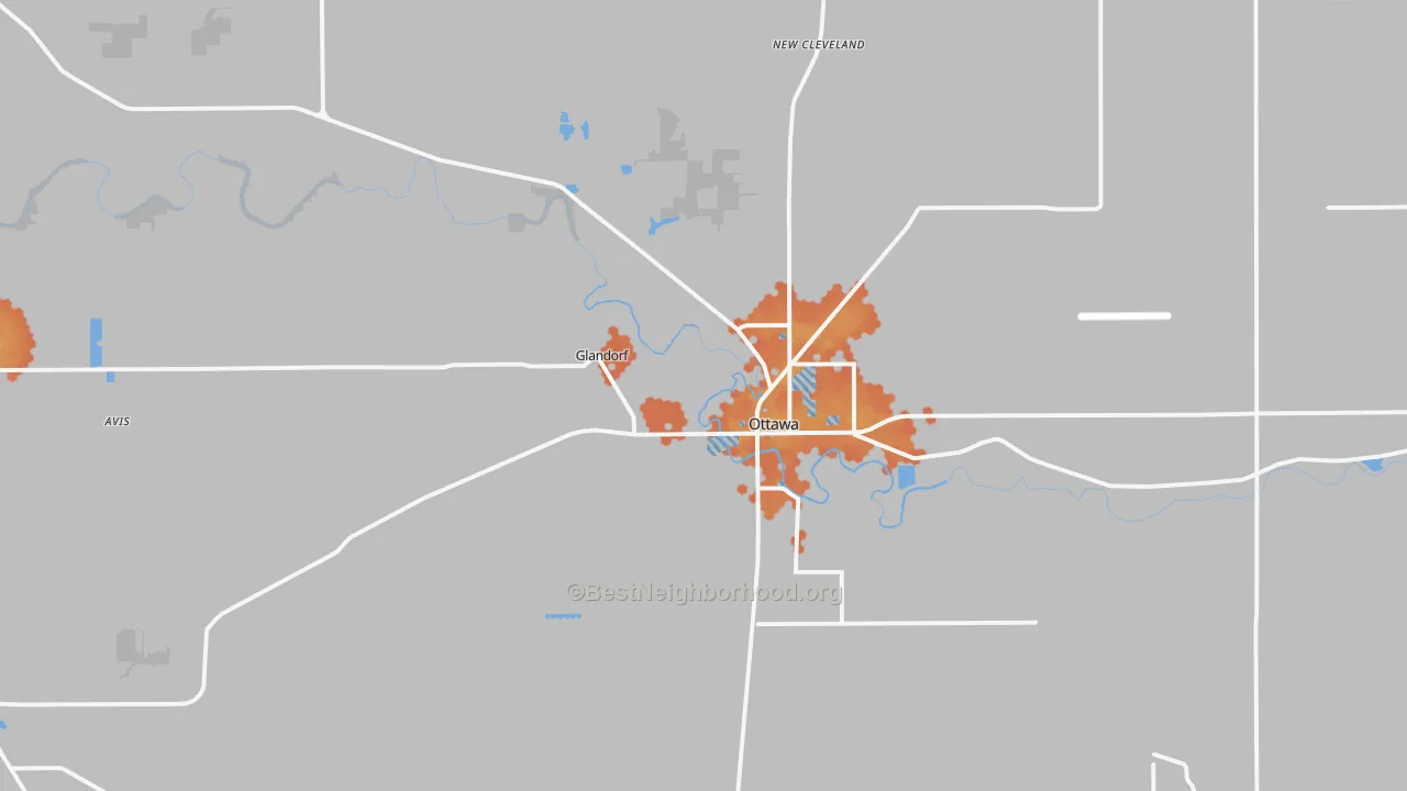 Bike Grade map of 45875, OH