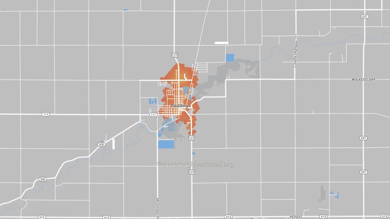 Bike Grade map of 45879, OH