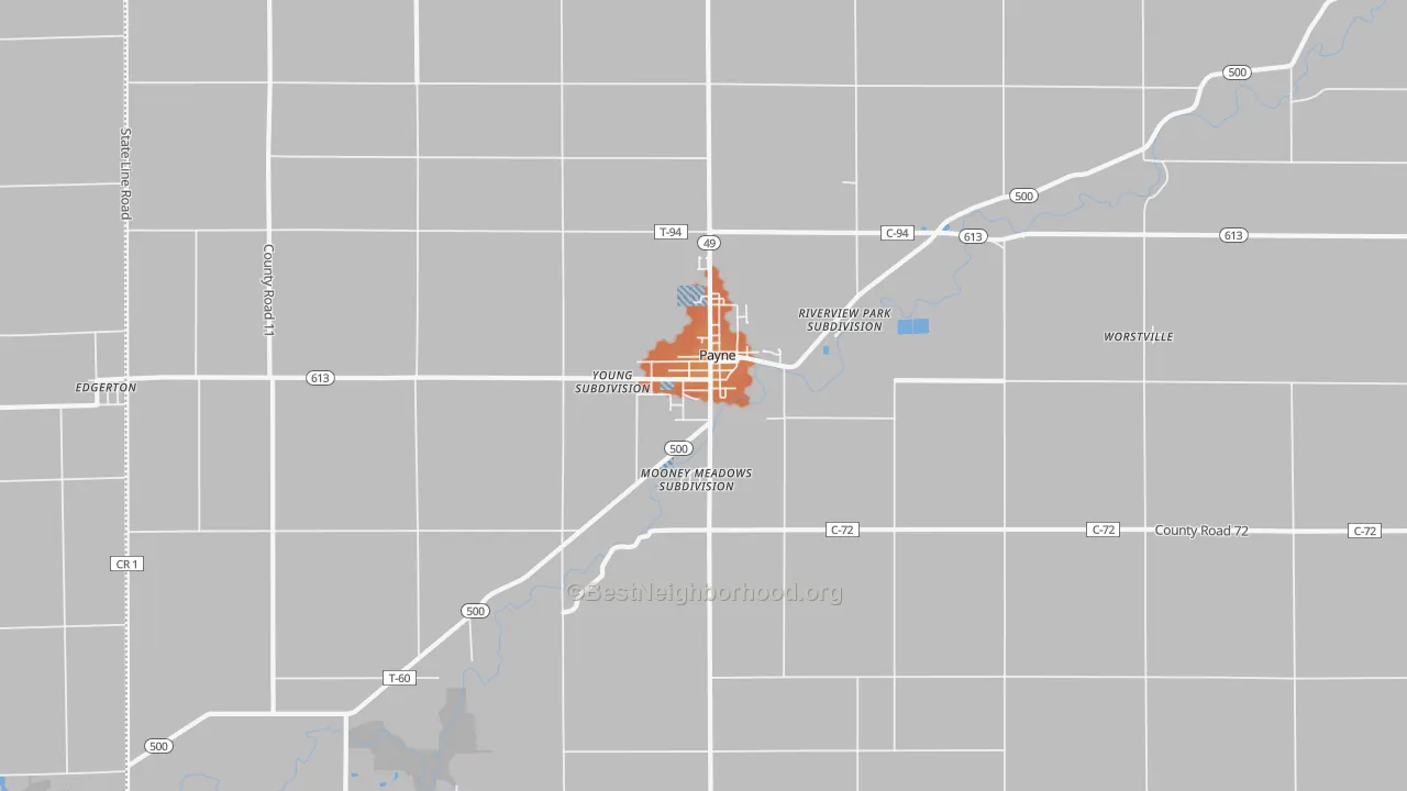 Bike Grade map of 45880, OH