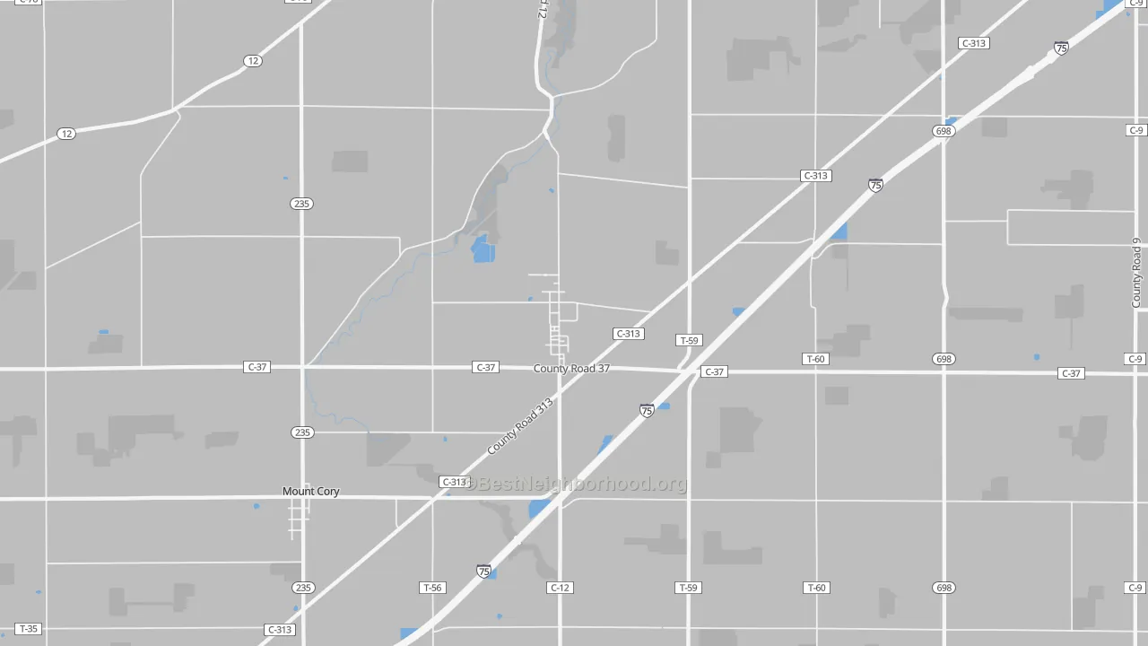Bike Grade map of 45881, OH