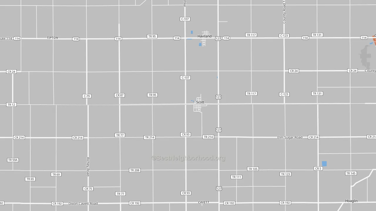 Bike Grade map of 45886, OH