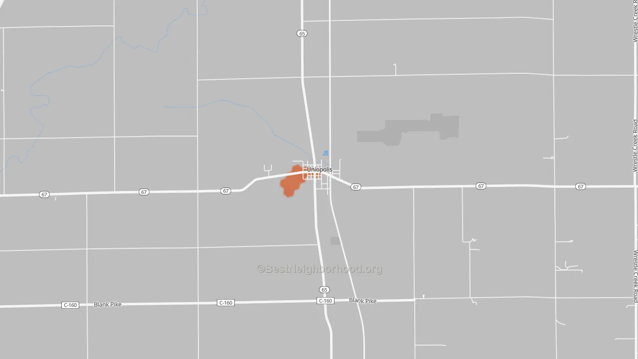 Bike Grade map of 45888, OH
