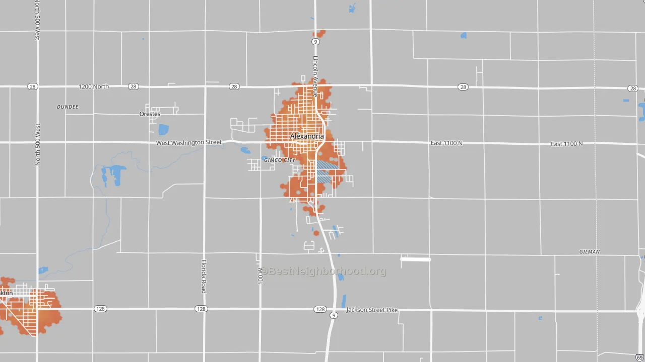 Bike Grade map of 46001, IN