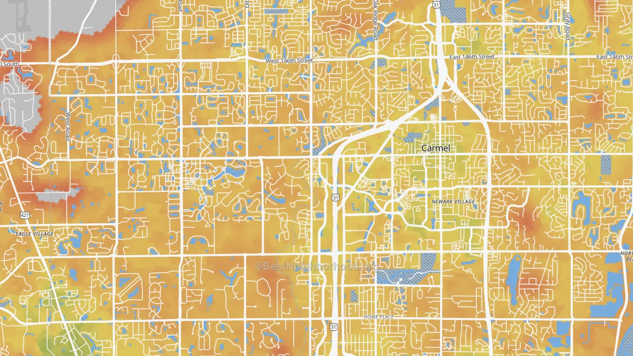 Bike Grade map of 46032, IN