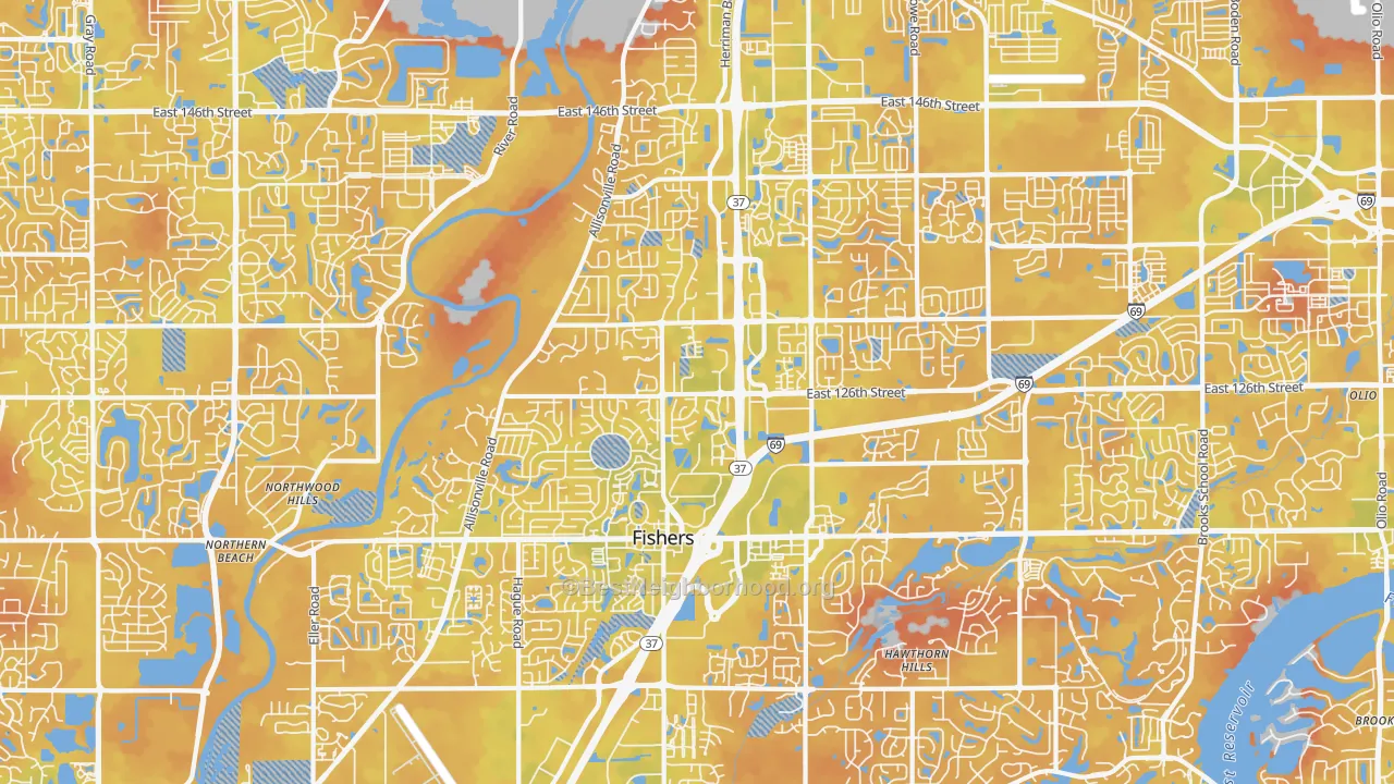 Bike Grade map of 46038, IN