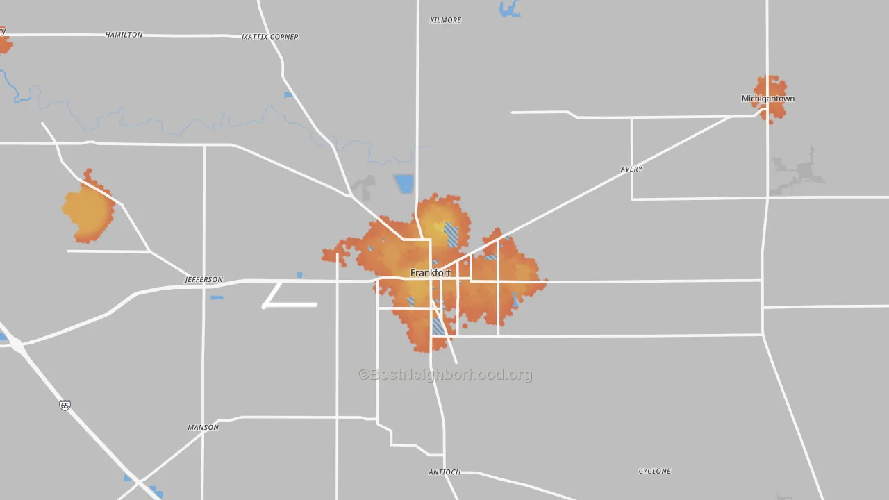Bike Grade map of 46041, IN