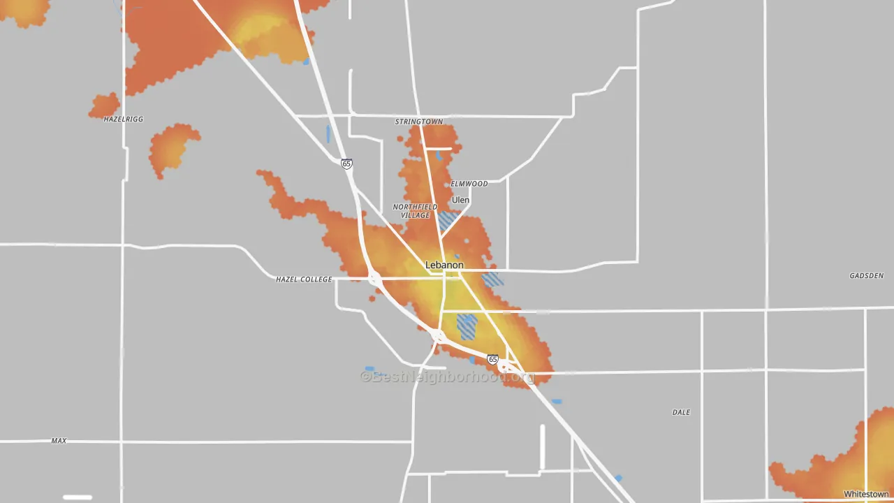 Bike Grade map of 46052, IN