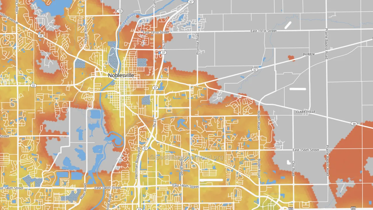 Bike Grade map of 46060, IN