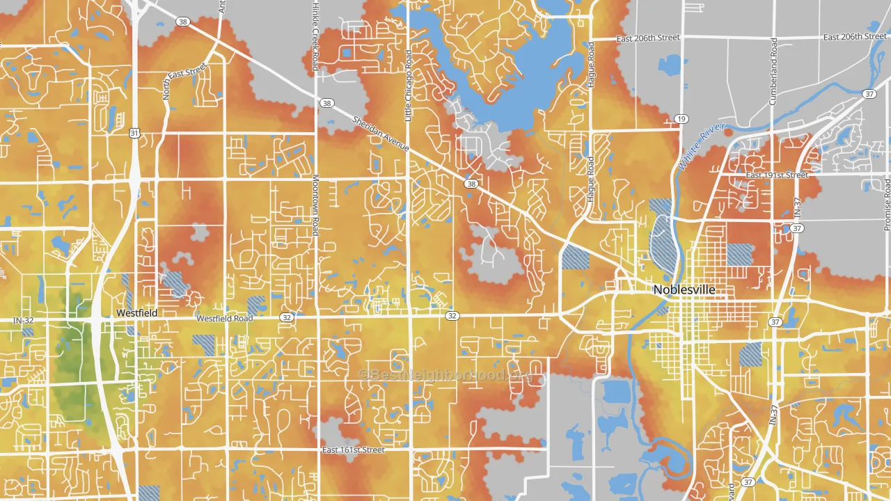 Bike Grade map of 46062, IN