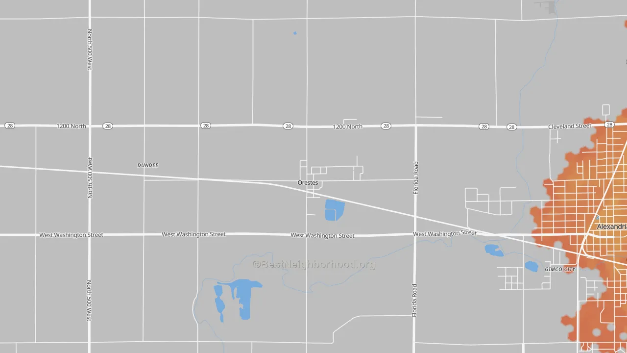 Bike Grade map of 46063, IN