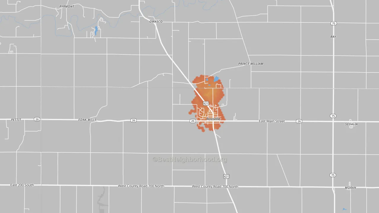 Bike Grade map of 46065, IN