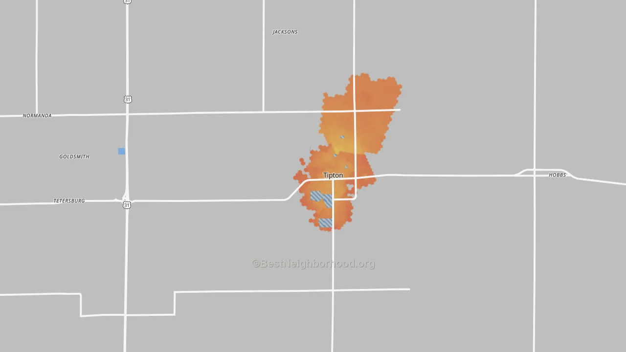 Bike Grade map of 46072, IN
