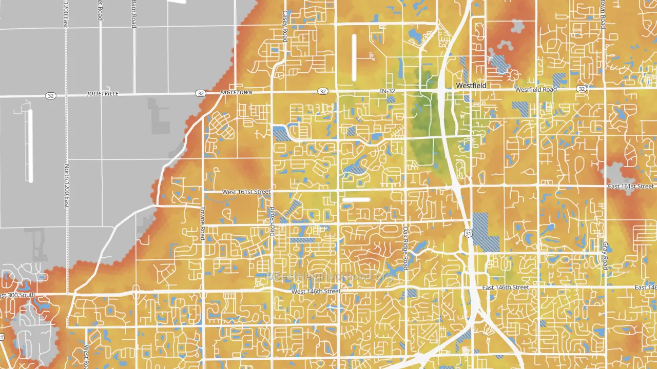 Bike Grade map of 46074, IN