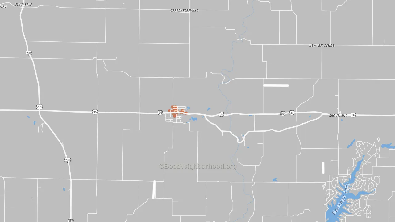 Bike Grade map of 46105, IN