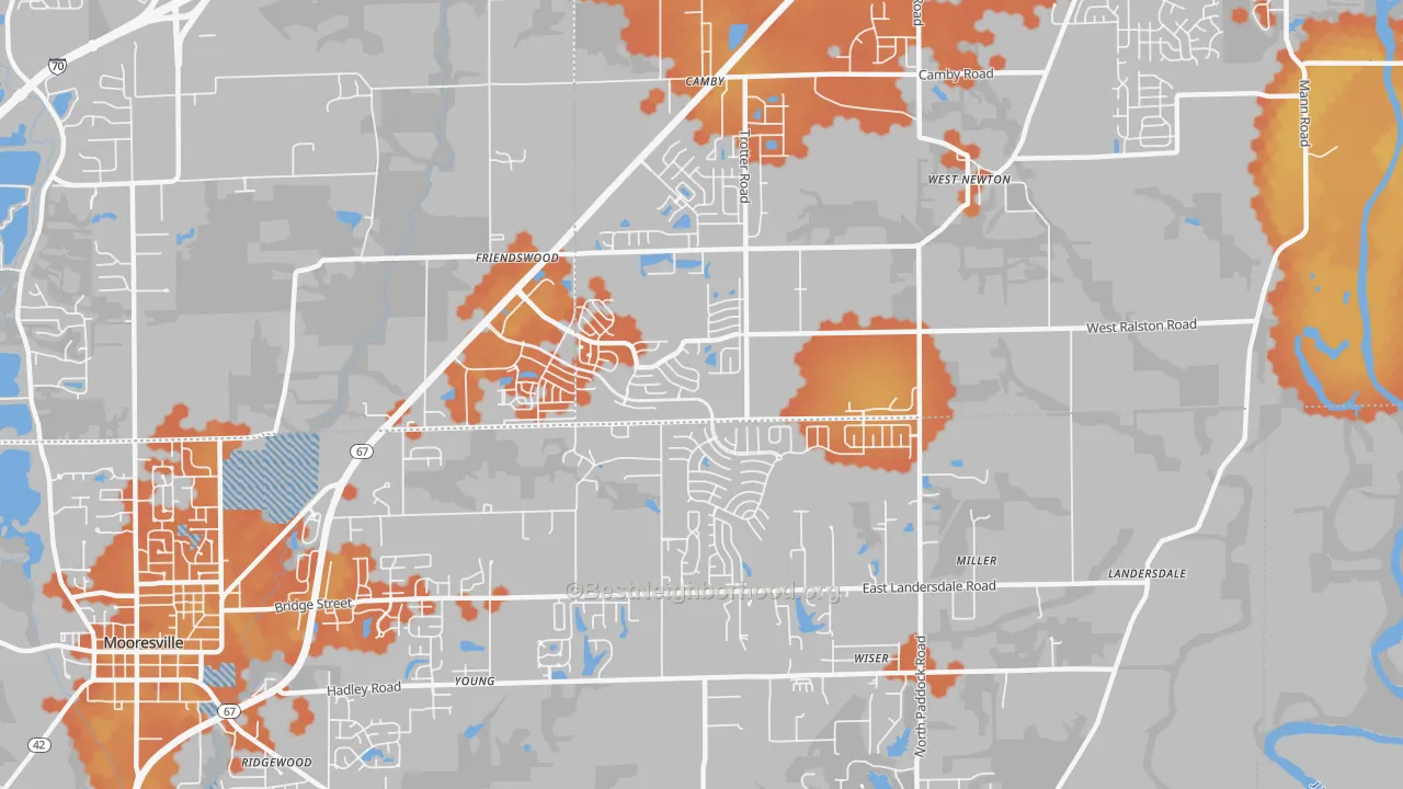 Bike Grade map of 46113, IN