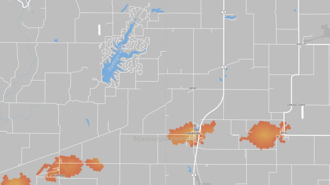 Bike Grade map of 46121, IN