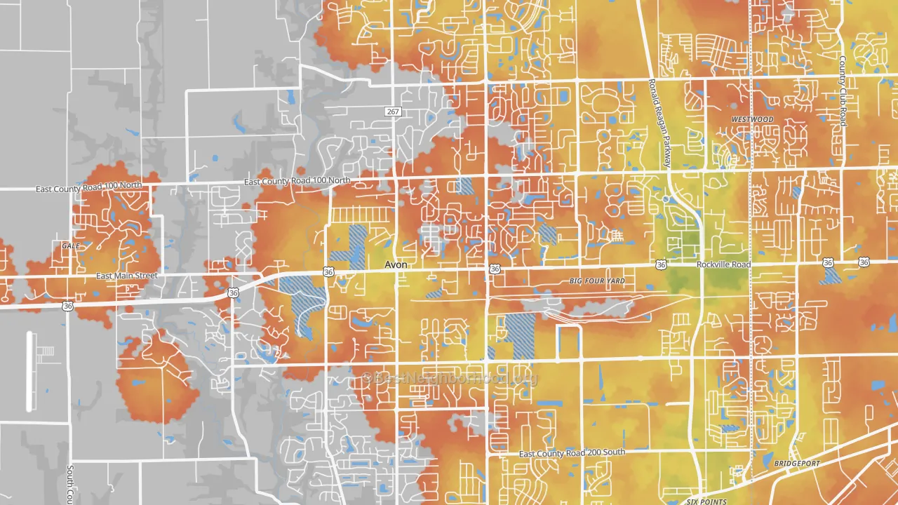 Bike Grade map of 46123, IN