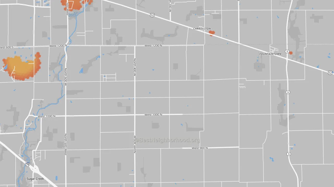 Bike Grade map of 46130, IN