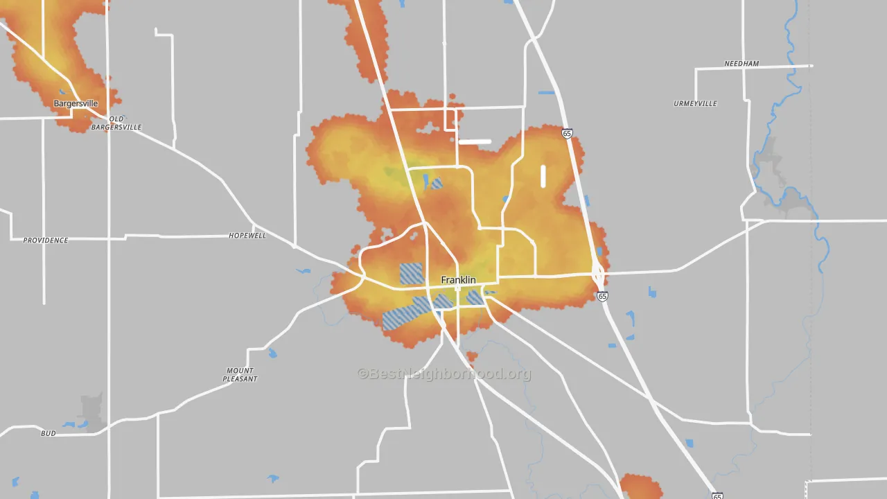 Bike Grade map of 46131, IN