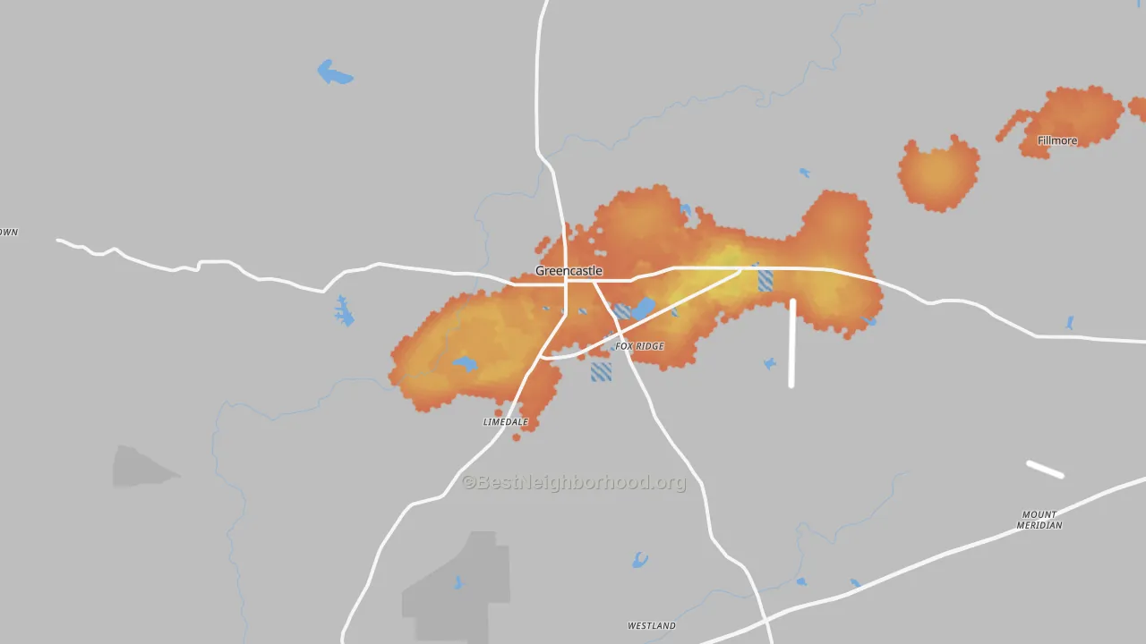 Bike Grade map of 46135, IN