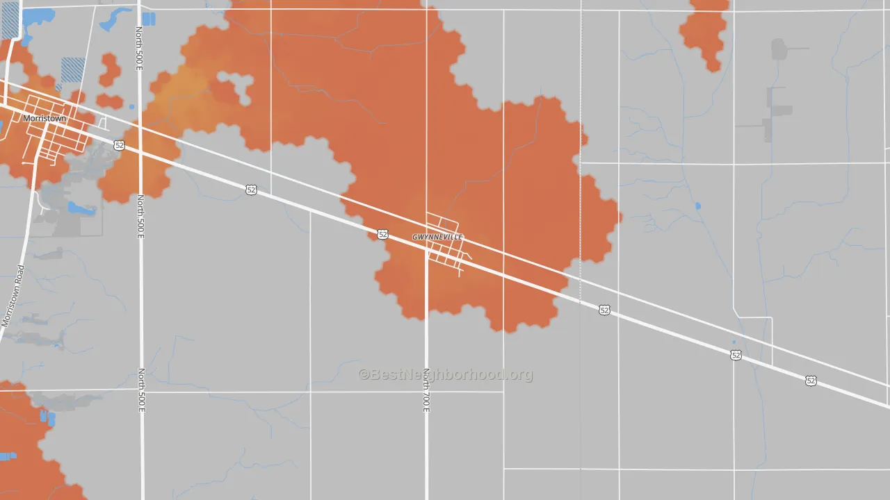 Bike Grade map of 46144, IN