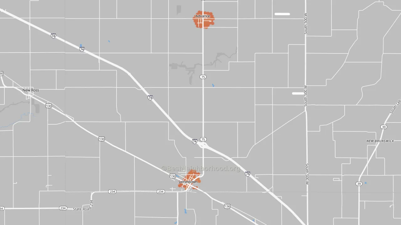 Bike Grade map of 46147, IN