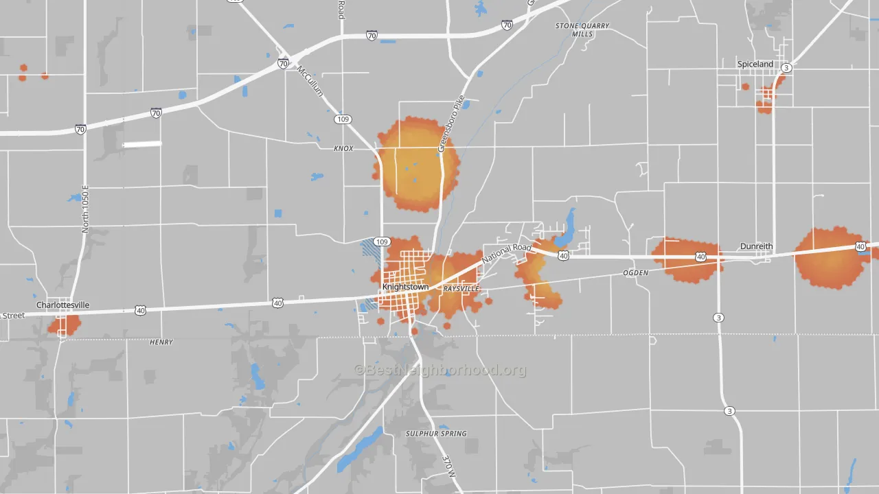 Bike Grade map of 46148, IN
