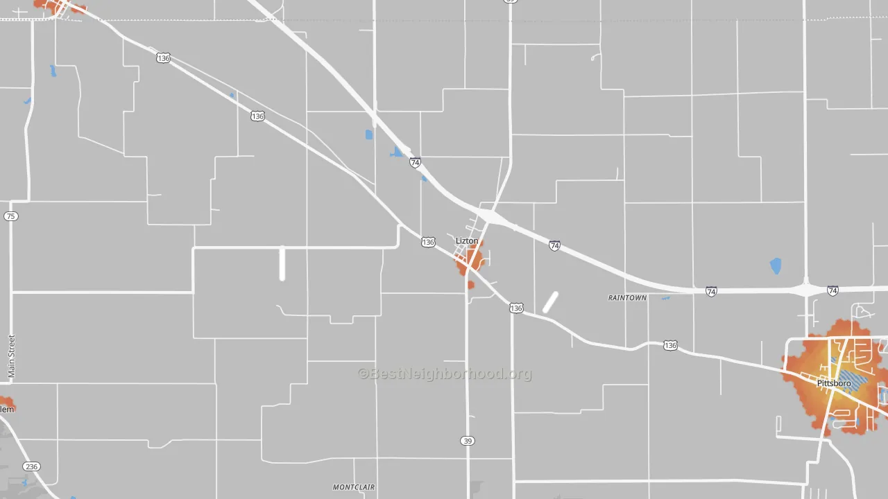 Bike Grade map of 46149, IN
